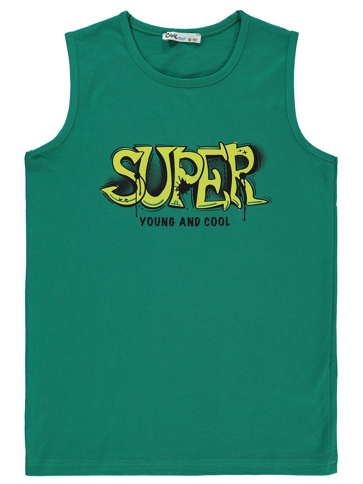 Civil Boys Super Baskılı 10-13 Yaş Tişört - Yeşil