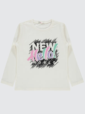 Civil Girls Hello Baskılı 6-9 Yaş Sweatshirt - Ekru