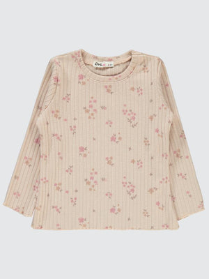 Civil Girls Mini Yapraklı Çiçek Emp. 2-5 Yaş Sweatshirt - Pudra