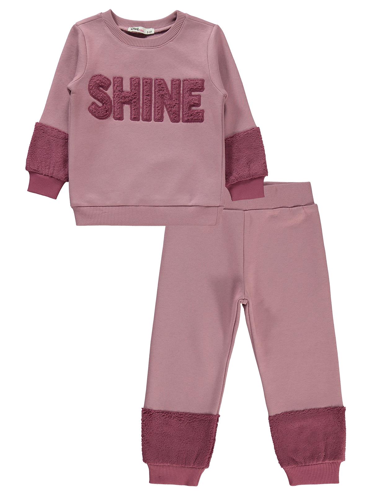 Civil Girls Shine Nakışlı Garnili 2-5 Yaş Eşofman Takımı - Pembe