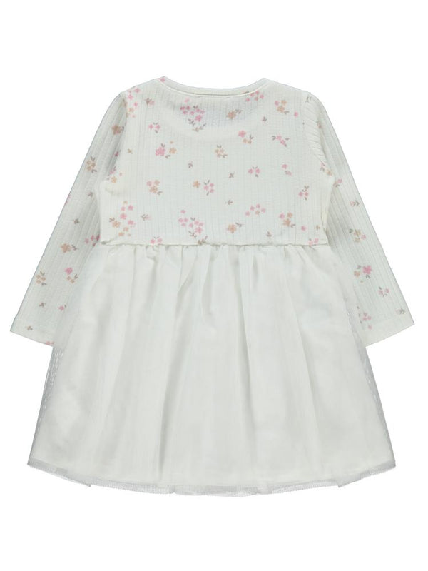 Civil Girls Mini Yapraklı Çiçek Emp. 2-5 Yaş Elbise - Ekru
