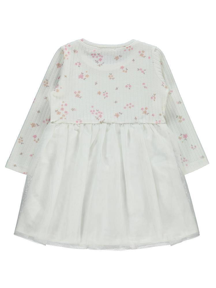 Civil Girls Mini Yapraklı Çiçek Emp. 2-5 Yaş Elbise - Ekru