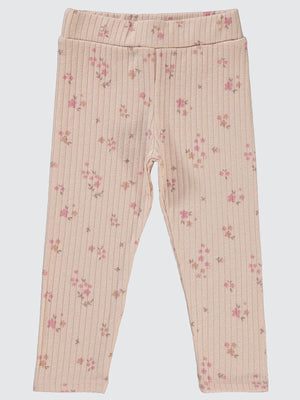 Civil Girls Mini Yapraklı Çiçek Emp. 2-5 Yaş Tayt - Pudra