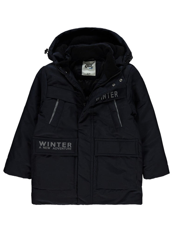 Civil Boys Winter Baskılı 6-9 Yaş Mont - Gri