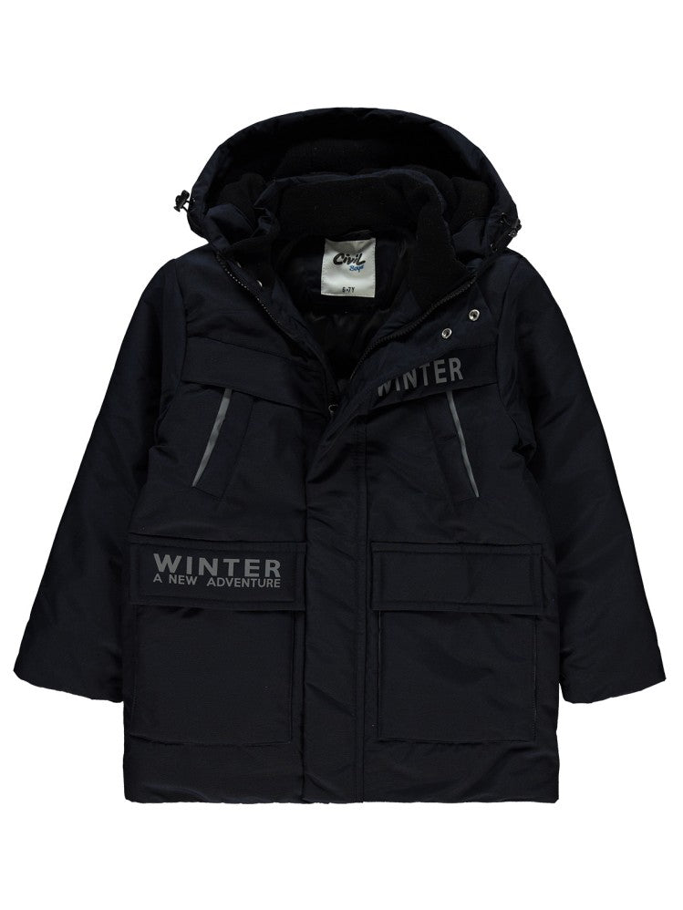 Civil Boys Winter Baskılı 6-9 Yaş Mont - Gri