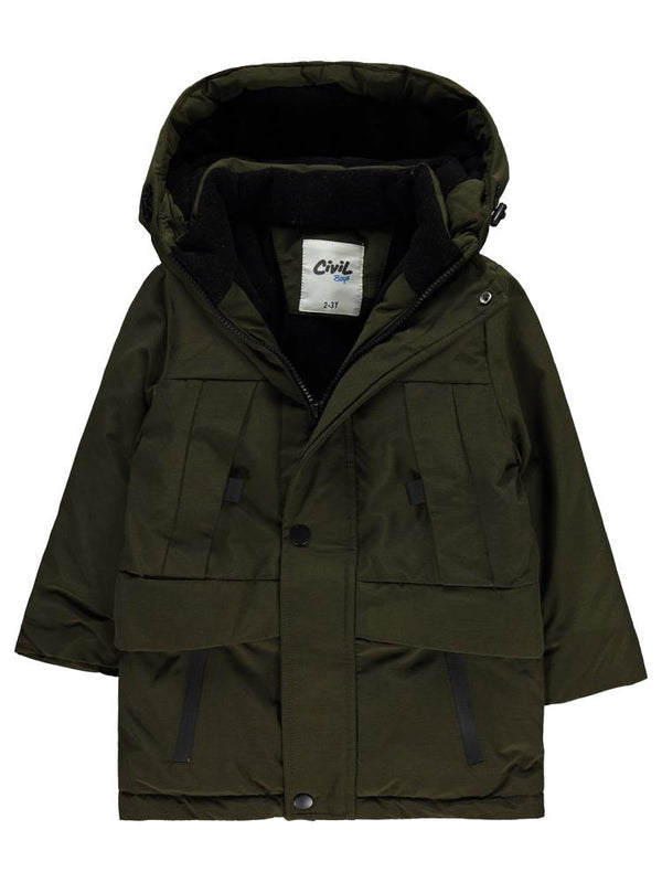 Civil Boys Cep Reflektörlü 2-5 Yaş Mont - Kahverengi