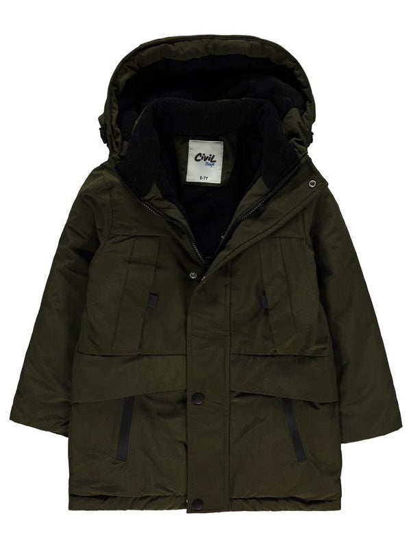 Civil Boys Cep Reflektörlü 10-13 Yaş Mont - Kahverengi