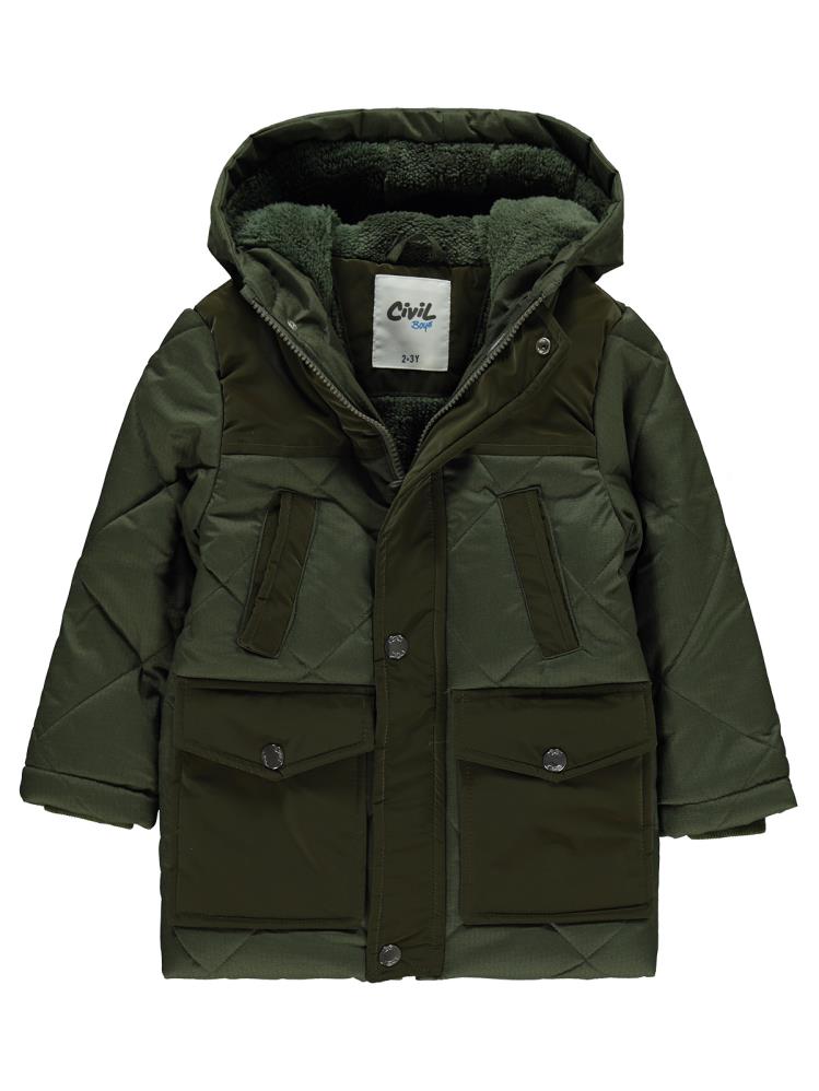 Civil Boys Kadife Cepli Baklava Desen 2-5 Yaş Mont - Haki
