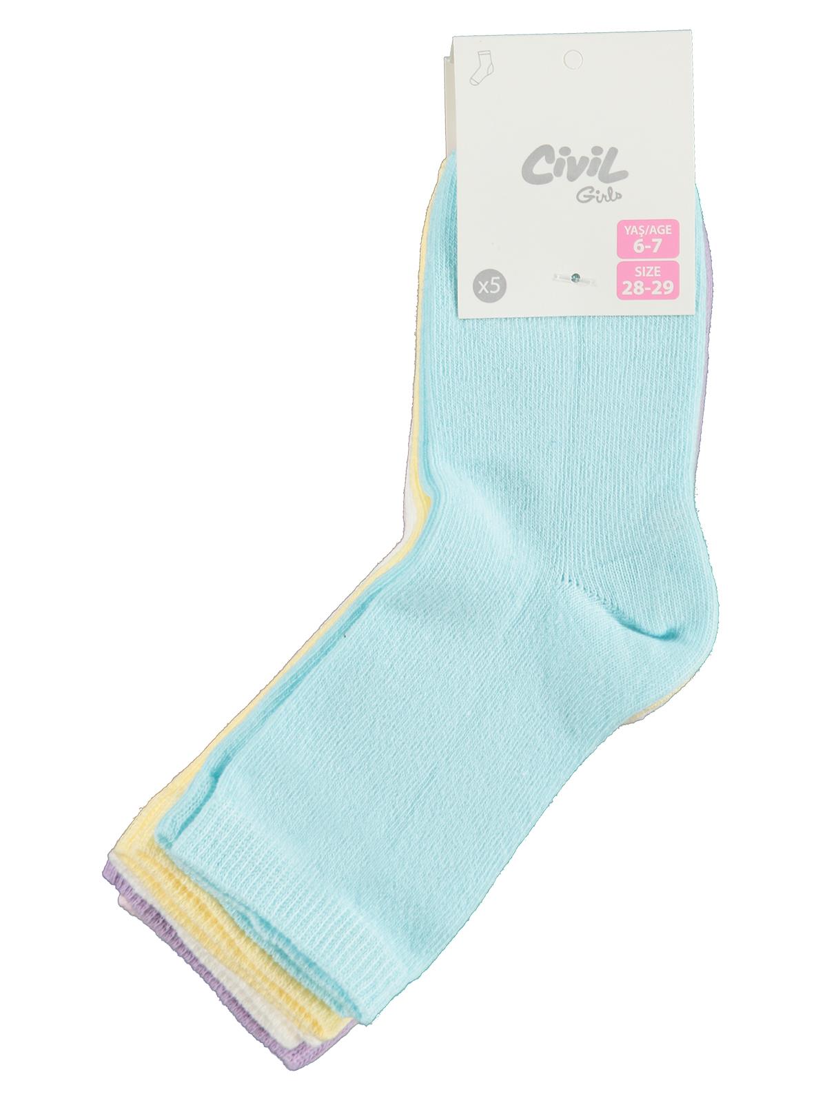 Civil Girls Basic Düz 5'li 2-12 Yaş Kız Soket Çorap