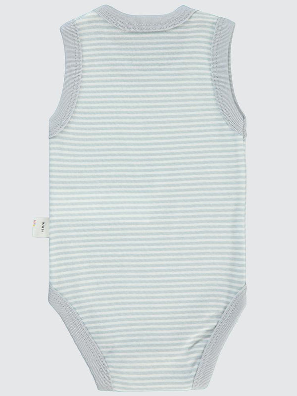 Civil Baby Çizgili Empirme 1-36 Ay Çıtçıtlı Badi - Gri