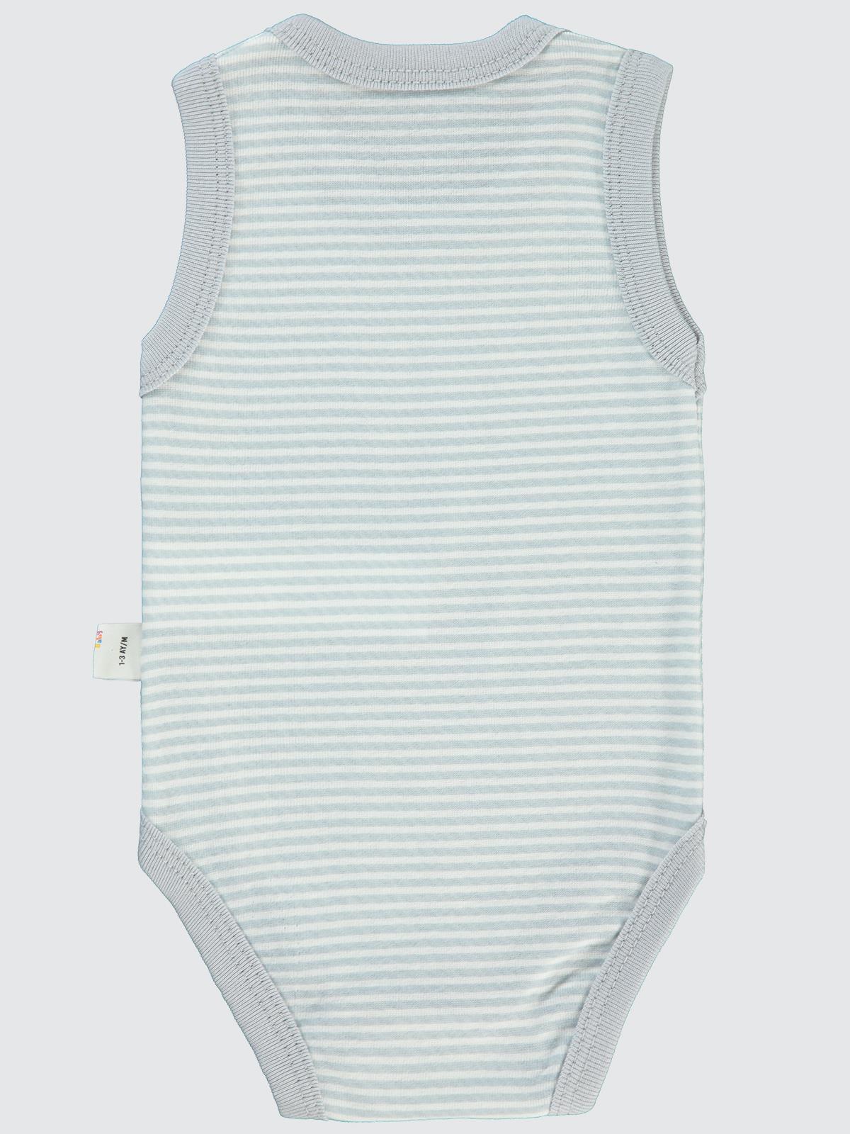 Civil Baby Çizgili Empirme 1-36 Ay Çıtçıtlı Badi - Gri