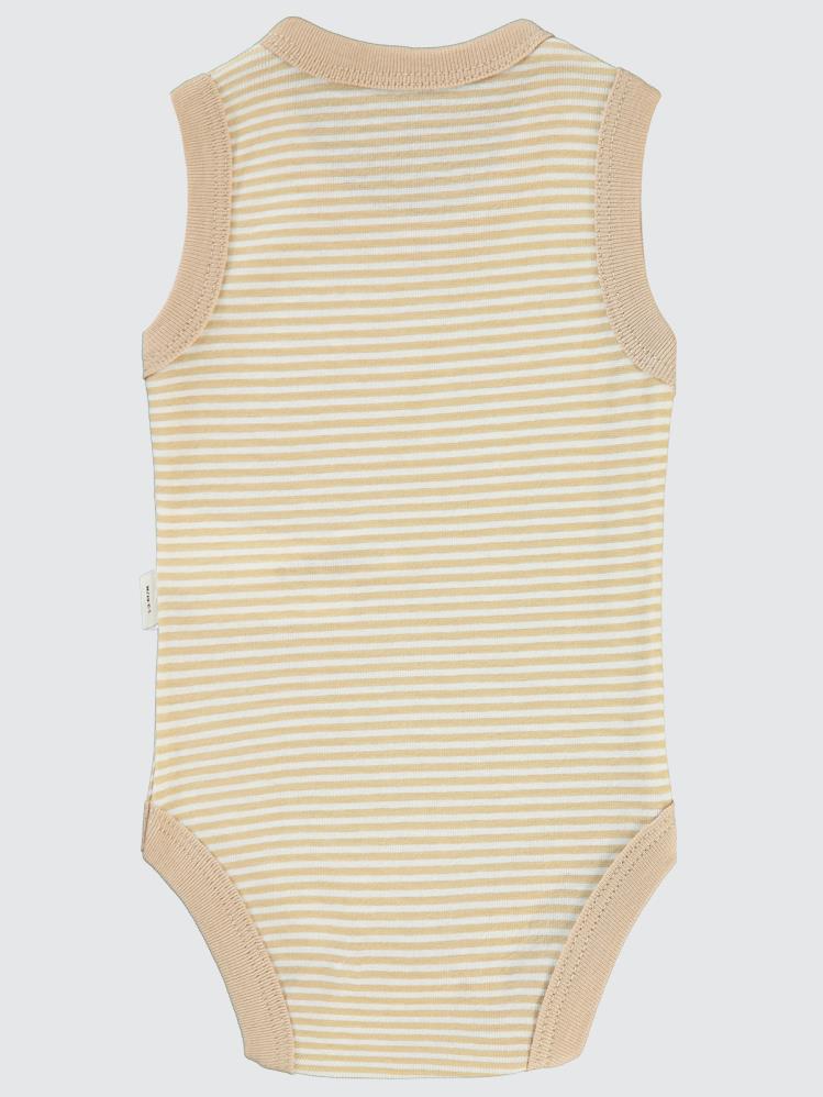 Civil Baby Çizgili Empirme 1-36 Ay Çıtçıtlı Badi - Kahverengi