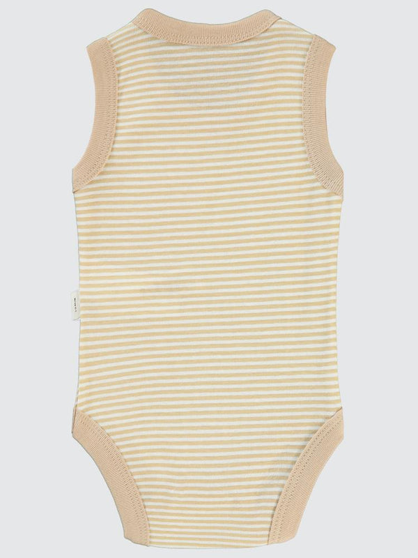 Civil Baby Çizgili Empirme 1-36 Ay Çıtçıtlı Badi - Kahverengi