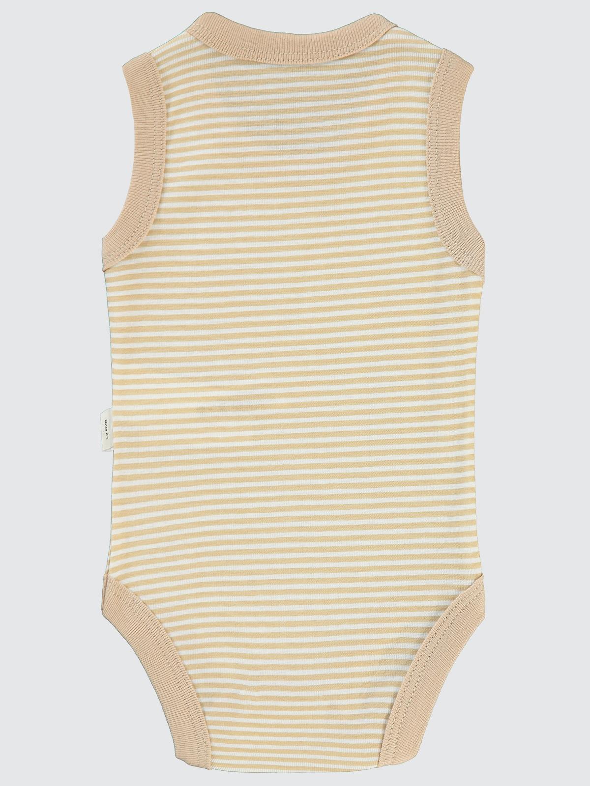 Civil Baby Çizgili Empirme 1-36 Ay Çıtçıtlı Badi - Kahve