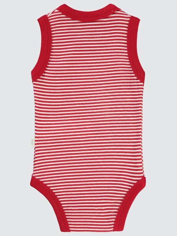 Civil Baby Çizgili Empirme 1-36 Ay Çıtçıtlı Badi - Kırmızı