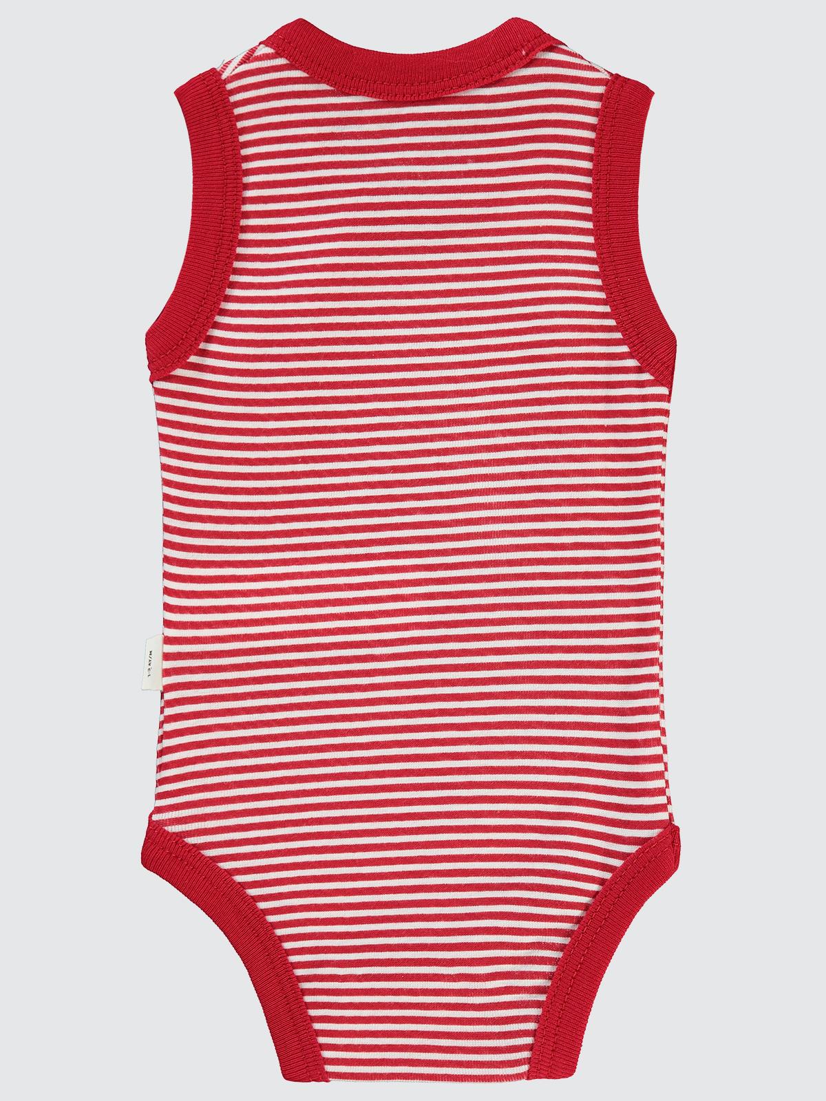 Civil Baby Çizgili Empirme 1-36 Ay Çıtçıtlı Badi - Kırmızı