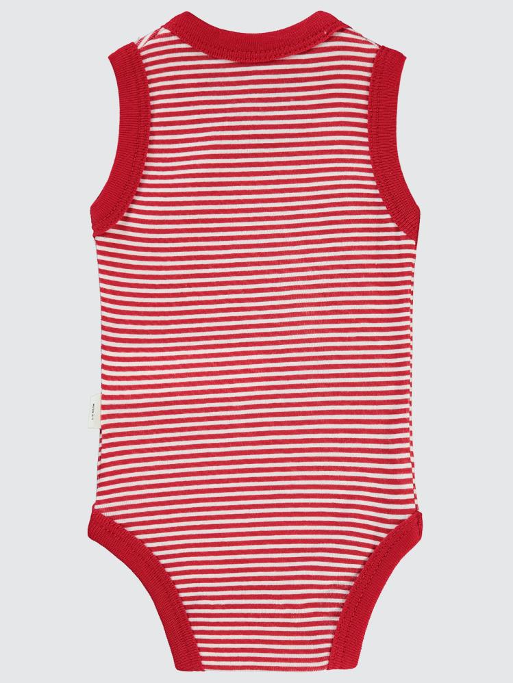 Civil Baby Çizgili Empirme 1-36 Ay Çıtçıtlı Badi - Kırmızı