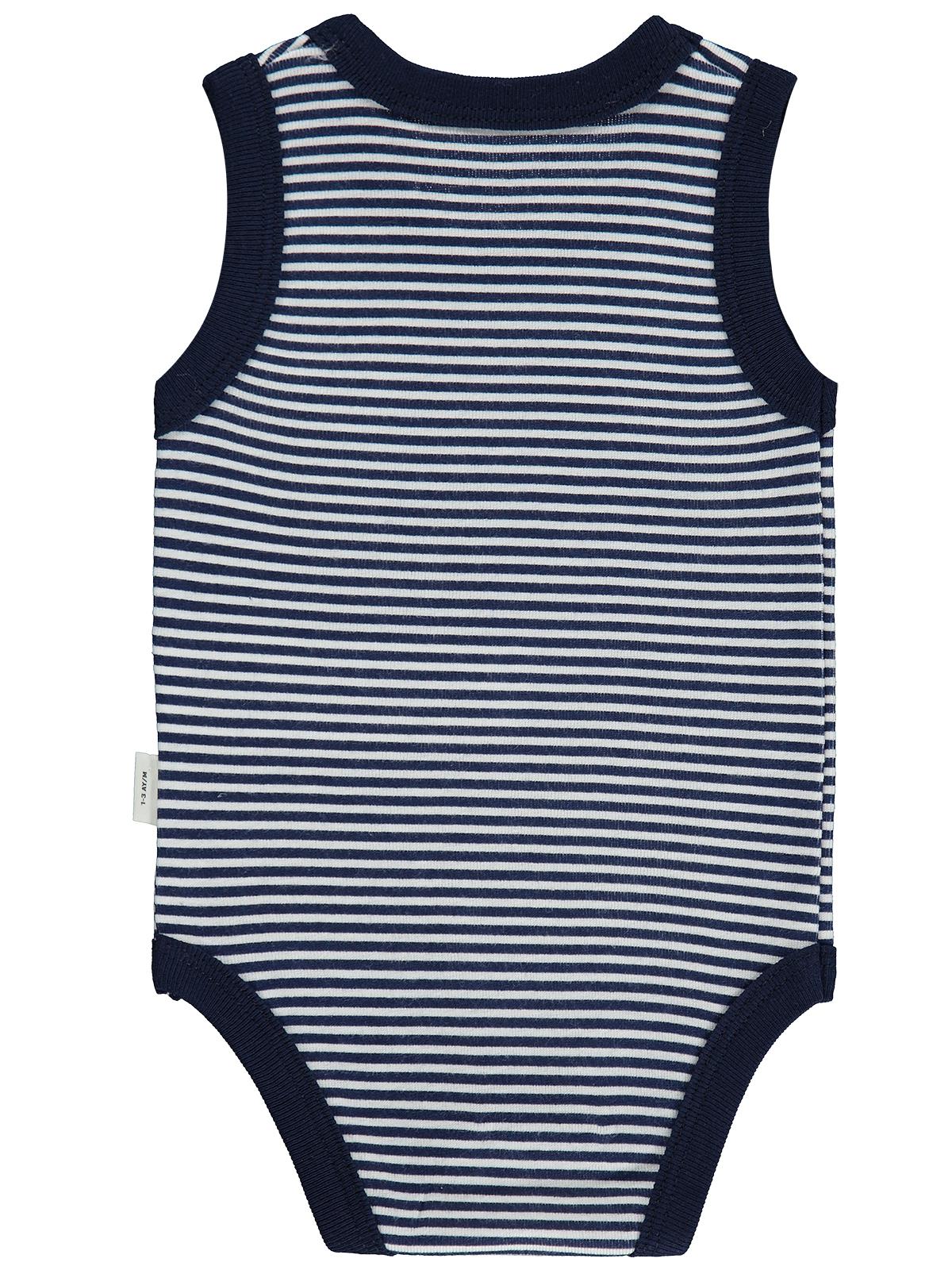 Civil Baby Çizgili Empirme 1-36 Ay Çıtçıtlı Badi - Lacivert