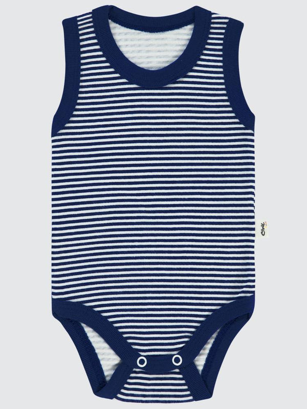 Civil Baby Çizgili Empirme 1-36 Ay Çıtçıtlı Badi - Lacivert