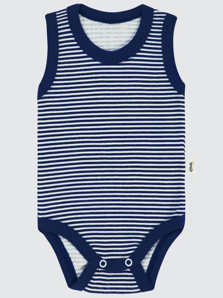 Civil Baby Çizgili Empirme 1-36 Ay Çıtçıtlı Badi - Lacivert