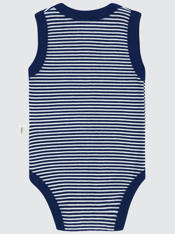 Civil Baby Çizgili Empirme 1-36 Ay Çıtçıtlı Badi - Lacivert