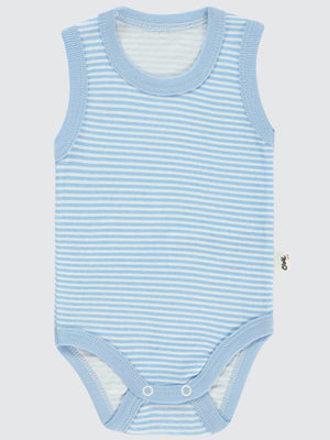 Civil Baby Çizgili Empirme 1-36 Ay Çıtçıtlı Badi - Mavi