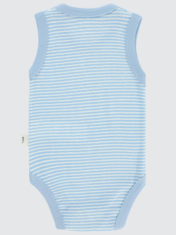 Civil Baby Çizgili Empirme 1-36 Ay Çıtçıtlı Badi - Mavi