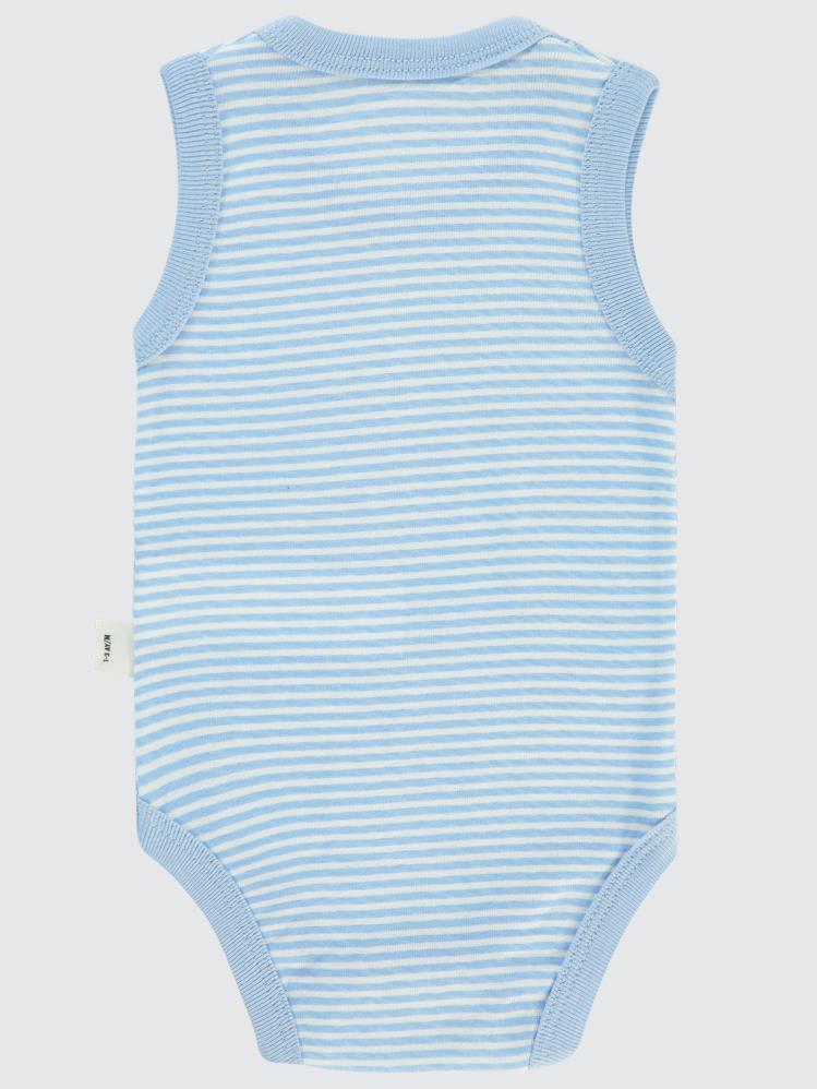 Civil Baby Çizgili Empirme 1-36 Ay Çıtçıtlı Badi - Mavi