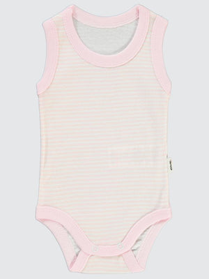 Civil Baby Çizgili Empirme 1-36 Ay Çıtçıtlı Badi - Pembe