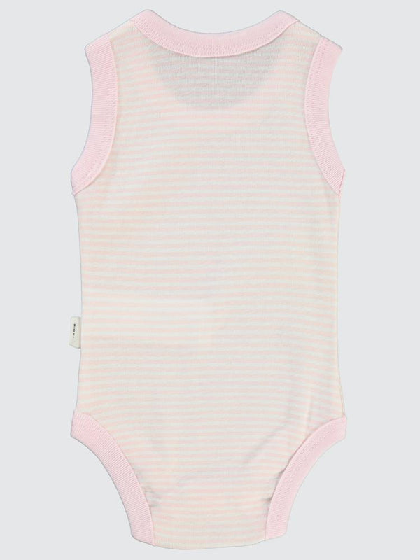 Civil Baby Çizgili Empirme 1-36 Ay Çıtçıtlı Badi - Pembe