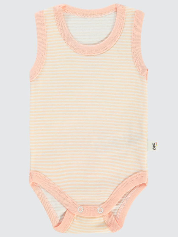 Civil Baby Çizgili Empirme 1-36 Ay Çıtçıtlı Badi - Pudra