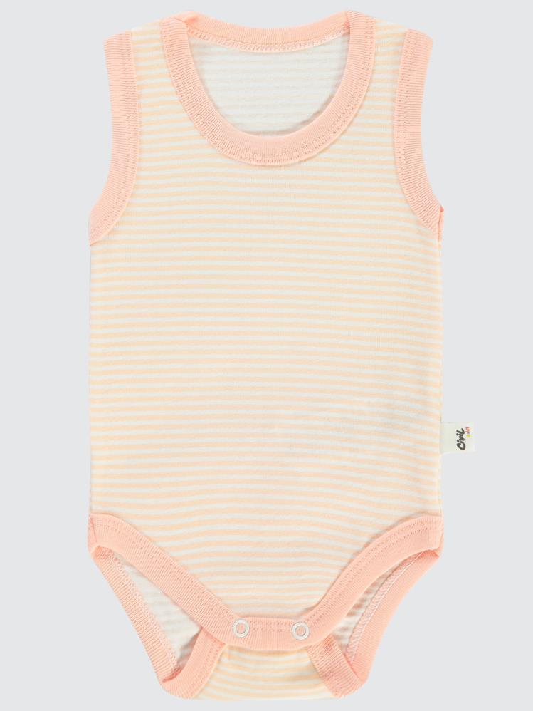 Civil Baby Çizgili Empirme 1-36 Ay Çıtçıtlı Badi - Pudra