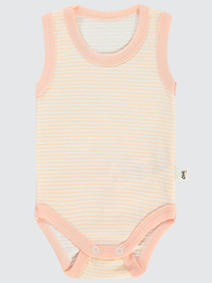 Civil Baby Çizgili Empirme 1-36 Ay Çıtçıtlı Badi - Pudra