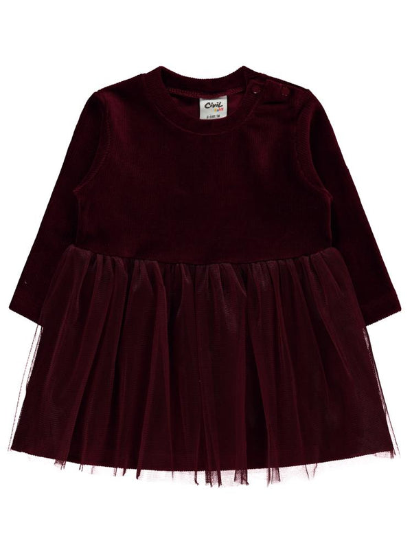 Civil Baby Basic Tüllü 6-18 Ay Elbise - Bordo