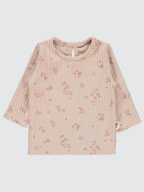 Civil Baby Mini Yaprak ve Çiçek Empirmeli 6-18 Ay Sweatshirt - Pudra