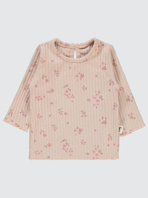 Civil Baby Mini Yaprak ve Çiçek Empirmeli 6-18 Ay Sweatshirt - Pudra