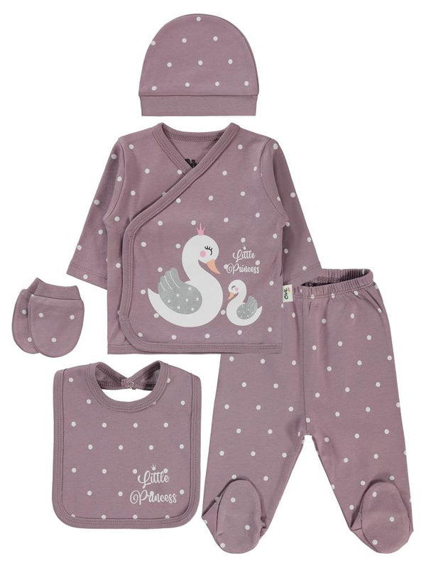 Civil Baby Kuğu Puanlı Empirme Zıbın Takımları - Lila