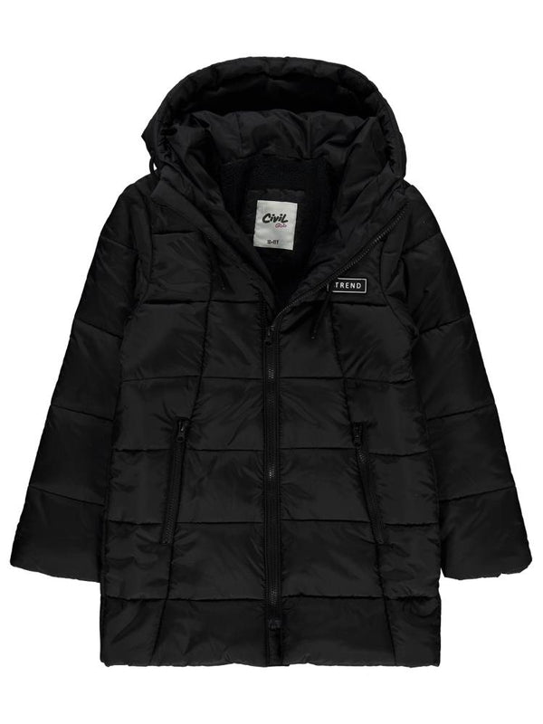 Civil Girls Uzun Oversize Şişme 10-13 Yaş Mont - Siyah