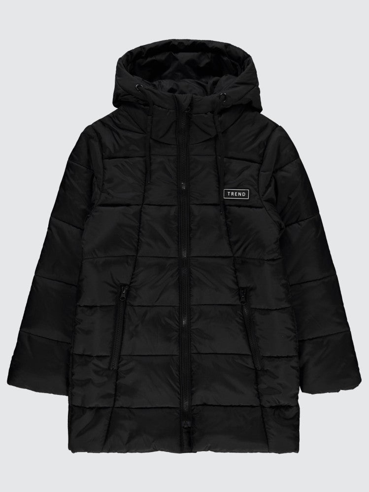 Civil Girls Uzun Oversize Şişme 10-13 Yaş Mont - Siyah