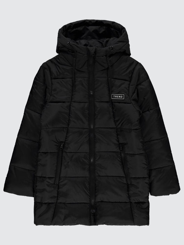 Civil Girls Uzun Oversize Şişme 10-13 Yaş Mont - Siyah