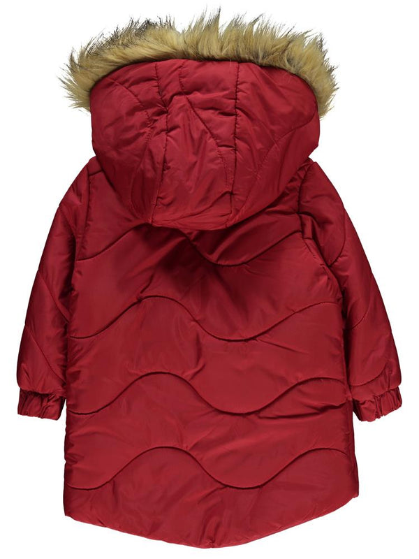 Civil Girls Kapşonu Kürklü 2-5 Yaş Mont - Kırmızı