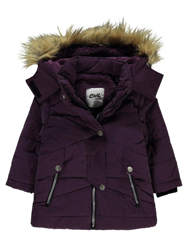 Civil Girls Damla Desenli 2-5 Yaş Mont - Lila