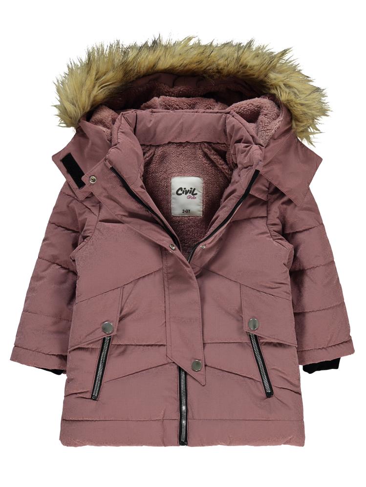 Civil Girls Damla Desenli 2-5 Yaş Mont - Pudra