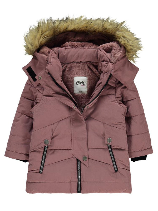 Civil Girls Damla Desenli 2-5 Yaş Mont - Pudra