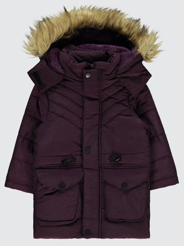 Civil Girls Körük Cepli Kuşaklı 2-5 Yaş Mont - Lila