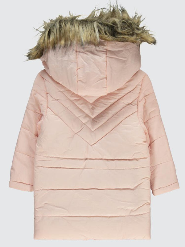 Civil Girls Körük Cepli Kuşaklı 2-5 Yaş Mont - Pudra