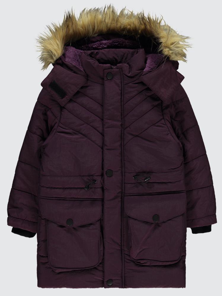 Civil Girls Körük Cepli Kuşaklı 6-9 Yaş Mont - Lila