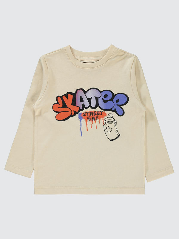 Civil Boys Skater Baskılı 2-5 Yaş Sweatshirt - Bej