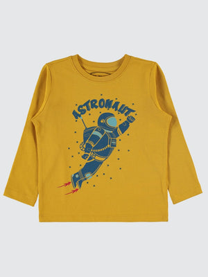 Civil Boys Astronaut Baskılı 2-5 Yaş Sweatshirt - Hardal