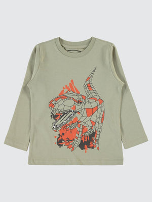Civil Boys Geometrik Dino Baskılı 2-5 Yaş Sweatshirt - Gri